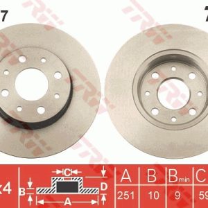 Disc frana -> ALFA ROMEO MITO (955_) 1.3 MultiJet (955AXT1A, 955AYA1A) diesel 80 cai -> TRW DF6347