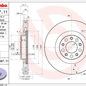 Disc frana -> ALFA ROMEO GIULIA (952_) 2.2 D (952AGA250, 952AGM250, 952ASM2, 952ASA2) diesel 136 cai -> BREMBO 09.C497.11