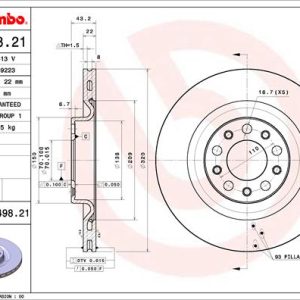 Disc frana -> ALFA ROMEO GIULIA (952_) 2.2 D (952AGA250, 952AGM250, 952ASM2, 952ASA2) diesel 136 cai -> BREMBO 09.C498.21