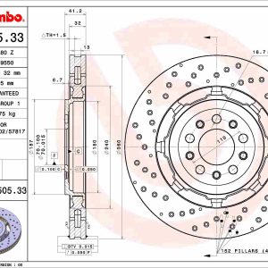 Disc frana -> ALFA ROMEO STELVIO (949_) 2.9 Q4 (949.AXG2A, 949.AXH2A, 949.AXS2A) benzina 510 cai -> BREMBO 09.C505.33