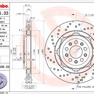 Disc frana -> ALFA ROMEO GIULIA (952_) 2.9 Quadrifoglio (952AAM24) benzina 510 cai -> BREMBO 09.C506.33