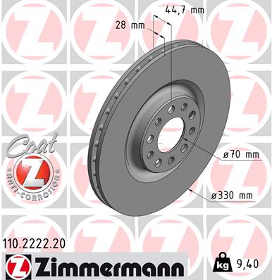 Disc frana -> ALFA ROMEO GIULIA (952_) 2.2 D Q4 (952AFA45M) diesel 180 cai -> ZIMMERMANN 110.2222.20