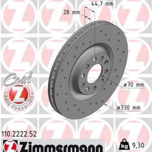 Disc frana -> ALFA ROMEO GIULIA (952_) 2.0 Q4 (952ACA45, 952ACA25) benzina 280 cai -> ZIMMERMANN 110.2222.52