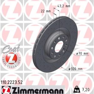 Disc frana -> ALFA ROMEO GIULIA (952_) 2.2 D Q4 (952AFA45M) diesel 180 cai -> ZIMMERMANN 110.2223.52