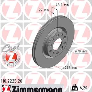 Disc frana -> ALFA ROMEO GIULIA (952_) 2.2 D (952AGA250, 952AGM250, 952ASM2, 952ASA2) diesel 136 cai -> ZIMMERMANN 110.2225.20