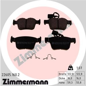 Placute frana -> ALFA ROMEO GIULIA (952_) 2.2 D (952AGA250, 952AGM250, 952ASM2, 952ASA2) diesel 136 cai -> ZIMMERMANN 22605.160.2