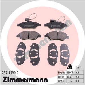 Placute frana -> ALFA ROMEO MITO (955_) 1.3 MultiJet (955AXT1A, 955AYA1A) diesel 80 cai -> ZIMMERMANN 23711.190.2