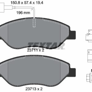 Placute frana -> ALFA ROMEO MITO (955_) 1.3 MultiJet (955AXT1A, 955AYA1A) diesel 80 cai -> TEXTAR 2371104