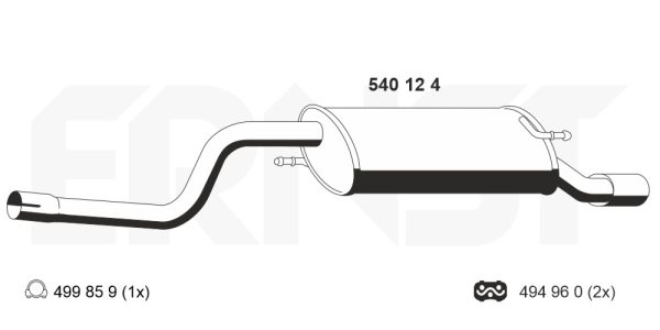 Toba esapament finala -> ALFA ROMEO MITO (955_) 1.4 (955AXB1B, 955.AXF1B) benzina 95 cai -> ERNST 540124