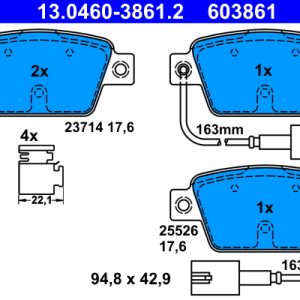 Placute frana -> ALFA ROMEO MITO (955_) 1.3 MultiJet (955AXT1A, 955AYA1A) diesel 80 cai -> ATE 13.0460-3861.2