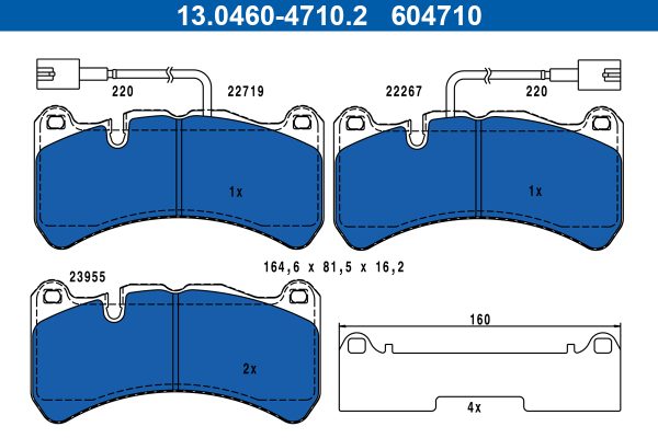 Placute frana -> ALFA ROMEO STELVIO (949_) 2.9 Q4 (949.AXG2A, 949.AXH2A, 949.AXS2A) benzina 510 cai -> ATE 13.0460-4710.2