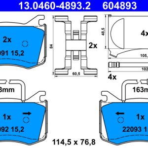 Placute frana -> ALFA ROMEO GIULIA (952_) 2.2 D (952AGA250, 952AGM250, 952ASM2, 952ASA2) diesel 136 cai -> ATE 13.0460-4893.2