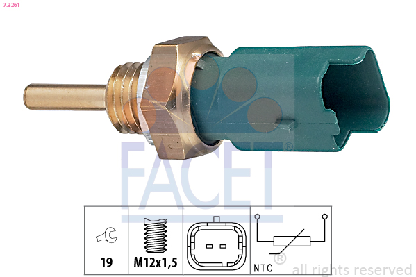Senzor temperatura lichid de racire -> ALFA ROMEO MITO (955_) 1.3 MultiJet (955AXH1B, 955AXT1A) diesel 90 cai -> FACET 7.3261