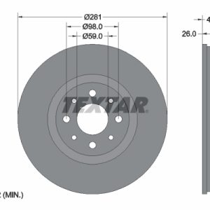 Disc frana -> ALFA ROMEO MITO (955_) 1.3 MultiJet (955AXT1A, 955AYA1A) diesel 80 cai -> TEXTAR 92107703
