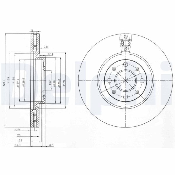 Disc frana -> ALFA ROMEO MITO (955_) 1.3 MultiJet (955AXT1A, 955AYA1A) diesel 80 cai -> DELPHI BG3699