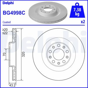 Disc frana -> ALFA ROMEO STELVIO (949_) 2.0 Q4 (949.AXF2A) benzina 201 cai -> DELPHI BG4998C