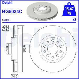 Disc frana -> ALFA ROMEO GIULIA (952_) 2.2 D (952AGA250, 952AGM250, 952ASM2, 952ASA2) diesel 136 cai -> DELPHI BG5034C