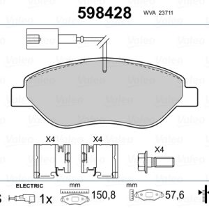 Placute frana -> ALFA ROMEO MITO (955_) 1.3 MultiJet (955AXT1A, 955AYA1A) diesel 80 cai -> VALEO 598428