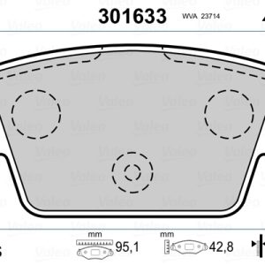 Placute frana -> ALFA ROMEO MITO (955_) 1.3 MultiJet (955AXH1B, 955AXT1A) diesel 90 cai -> VALEO 301633