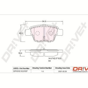 Placute frana -> ALFA ROMEO MITO (955_) 1.3 MultiJet (955AXH1B, 955AXT1A) diesel 90 cai -> DRIVE DP1010.10.0197