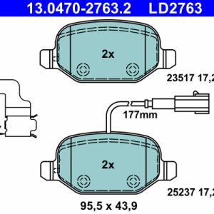 Placute frana -> ALFA ROMEO MITO (955_) 1.3 MultiJet (955AXT1A, 955AYA1A) diesel 80 cai -> ATE 13.0470-2763.2