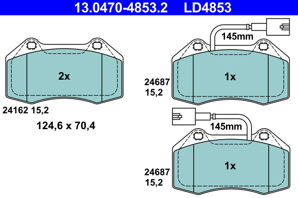 Placute frana -> ALFA ROMEO MITO (955_) 1.4 MultiAir (955AXN1B) benzina 170 cai -> ATE 13.0470-4853.2