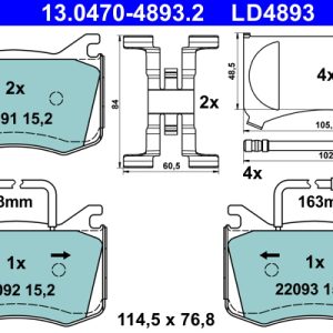 Placute frana -> ALFA ROMEO GIULIA (952_) 2.2 D (952AGA250, 952AGM250, 952ASM2, 952ASA2) diesel 136 cai -> ATE 13.0470-4893.2