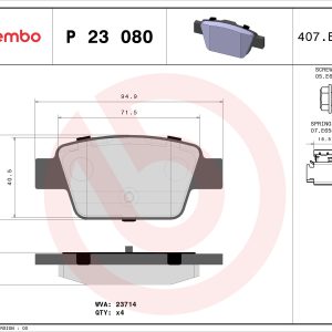 Placute frana -> ALFA ROMEO MITO (955_) 1.3 MultiJet (955AXT1A, 955AYA1A) diesel 80 cai -> BREMBO P 23 080