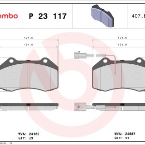Placute frana -> ALFA ROMEO MITO (955_) 1.4 MultiAir (955AXN1B) benzina 170 cai -> BREMBO P 23 117