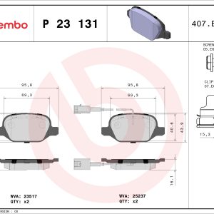 Placute frana -> ALFA ROMEO MITO (955_) 1.3 MultiJet (955AXT1A, 955AYA1A) diesel 80 cai -> BREMBO P 23 131