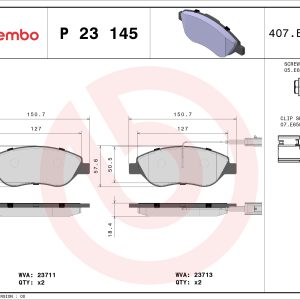 Placute frana -> ALFA ROMEO MITO (955_) 1.3 MultiJet (955AXT1A, 955AYA1A) diesel 80 cai -> BREMBO P 23 145