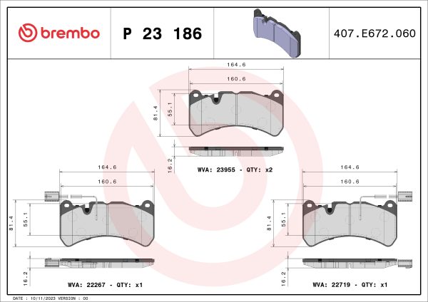 Placute frana -> ALFA ROMEO STELVIO (949_) 2.0 Q4 (949.AXR2A) benzina 250 cai -> BREMBO P 23 186