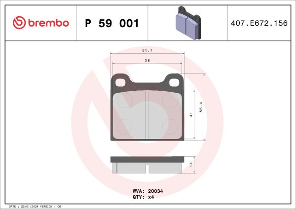 Placute frana -> ALFA ROMEO GIULIA (105_) 1.8 D diesel 52 cai -> BREMBO P 59 001
