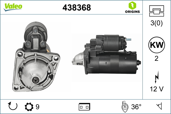 Electromotor -> ALFA ROMEO MITO (955_) 1.6 JTDM (955AXE1B) diesel 115 cai -> VALEO 438368