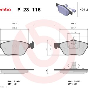 Set placute frana BREMBO P23116