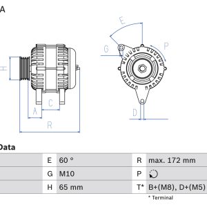 Alternator AUDI A4 B5 (8D2) 2.4 quattro benzina 165 cai BOSCH 0 986 038 180