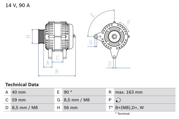Alternator AUDI A3 (8L1) 1.6 benzina 101 cai BOSCH 0 986 040 940