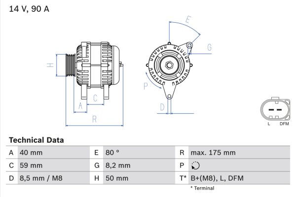 Alternator AUDI A4 B5 (8D2) 2.5 TDI quattro diesel 150 cai BOSCH 0 986 041 310