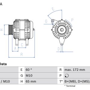 Alternator AUDI A4 B5 (8D2) 2.5 TDI quattro diesel 150 cai BOSCH 0 986 044 530