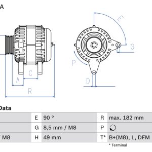 Alternator AUDI A3 (8P1) 3.2 V6 quattro benzina 250 cai BOSCH 0 986 083 050