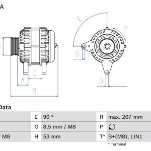 Alternator AUDI A3 (8V1, 8VK) 1.4 TSI benzina 150 cai BOSCH 0 986 083 340