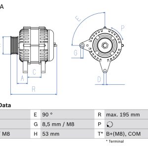 Alternator AUDI A3 (8V1, 8VK) 1.4 TSI benzina 150 cai BOSCH 0 986 083 790