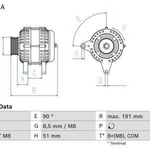 Alternator AUDI A4 B8 (8K2) 2.0 TDI quattro diesel 150 cai BOSCH 0 986 085 020