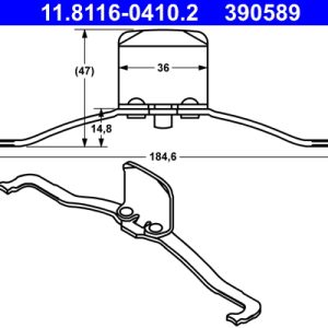Arc etrier frana AUDI A3 (8P1) 1.2 TSI benzina 105 cai ATE 11.8116-0410.2