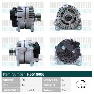 Alternator AUDI A3 (8L1) 1.6 benzina 102 cai HOFFER H5510006