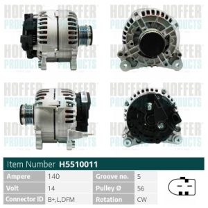 Alternator AUDI A4 B6 (8E2) 1.9 TDI quattro diesel 130 cai HOFFER H5510011