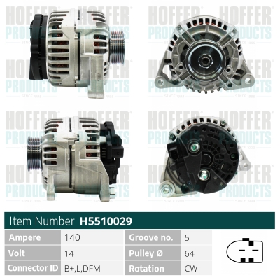 Alternator AUDI A4 B6 Cabriolet (8H7) 3.0 quattro benzina 220 cai HOFFER H5510029
