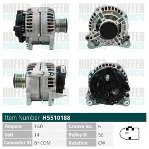 Alternator AUDI A3 (8P1) 1.6 TDI diesel 105 cai HOFFER H5510188