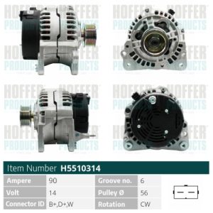 Alternator AUDI A3 (8L1) 1.6 benzina 101 cai HOFFER H5510314