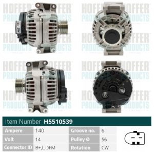 Alternator AUDI A3 (8P1) 1.8 TFSI quattro benzina 160 cai HOFFER H5510539